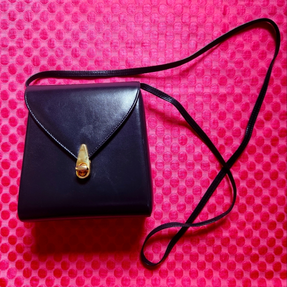 HAHN Navy Leather Crossbody Bag - Long Strap!